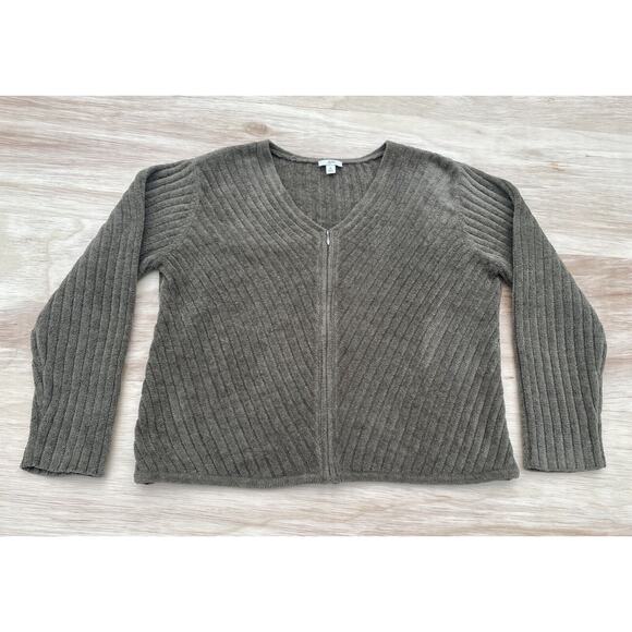 J. Jill Sweater V-Neck Button Down Knit Women's Green‎ Sz. M Casual Warm - Picture 1 of 5